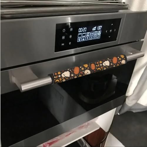 Image of Refrigerator Door Handle Covers Set of 6 Kitchen Electrical Appliance Decor Handles Keep Clean Anti-Slip Fridge Accessories Home Decor, Fall Leaf Pumpkin Ghost Daisy Print