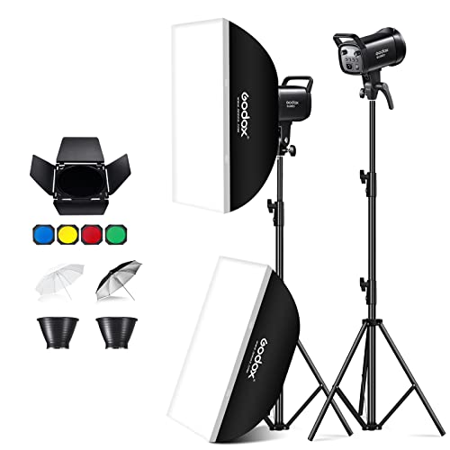 Godox SL60IID LED Video Light,2*SL60W Video Lighting Kit,5600K White Version Countinuous Output Speedlite with Bowens Mount,CRI 96+ TLCI97+,for Video Recording Wedding Product Photo... (2 Pack)