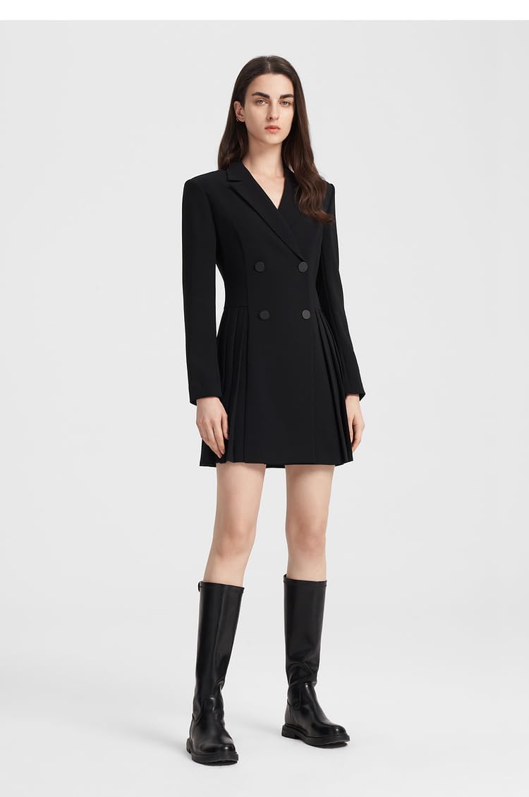 Donna Peak Risvolto Blazer Doppio Petto Bottoni Vestito Giacca Vestito Cappotto attività Prestazioni