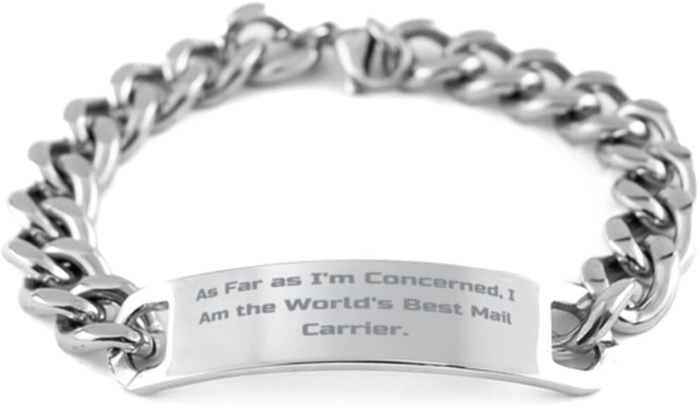 Mail Carrier Gifts for Men Women, As Far as I'm, Joke Mail Carrier Cuban Chain Bracelet, Engraved Bracelet from Friends, Gift Ideas, Unique Gift Ideas, Best Gift Ideas, Ideas,