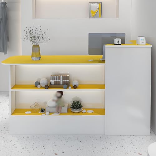 Moderno escritorio de recepción LED con cajones con cerradura, elegante mobiliario de oficina para venta al por menor, salón de belleza, soluciones de servicio al cliente, elegante configuración de