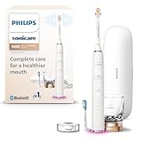 Philips Sonicare DiamondClean Smart 9300 Electric Toothbrush, Sonic Toothbrush with App, Pressure Sensor, Brush Head Detection, 4 Brushing Modes and 3 Intensity Levels, Rosegold, Model HX9903/65
