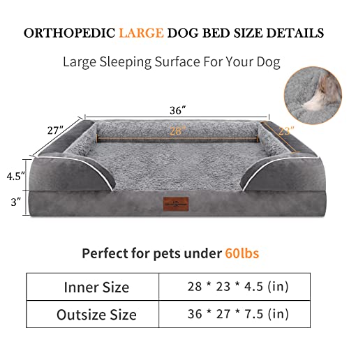 Comfort Expression Waterproof Orthopedic Dog Bed Foam Dog Couch Dog Beds For Large Dogs Durable Dog Sofa The Comfy Pet Bed Washable Removable Cover With Zipper Non-Slip Bottom Bolster Large Dog Beds #TOP3