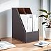 KINGFOM Wooden Leatherette Desktop File Folder Organizer and Document File Stand Journals Magazine Rack 2 Slots (brown)