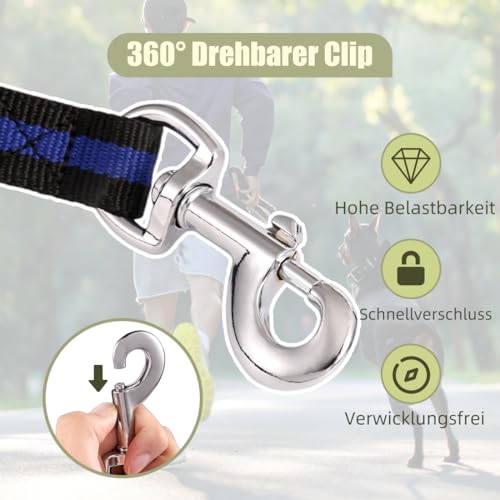 Mi Metty Hundeleine, 8ft Bungee Hundeleine mit 2 Gepolsterten Griffen, Starke Hundeleine,Leine Hund für Mittelgroße, Große Hunde (Schwarz-2pack, 8ft/2.5m)