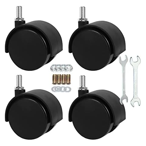 DICASAL 50mm Shelving Caster, Swivel Stem Caster Wheel with Metric Size M8-1.25×15mm Thread Stem for Small Shelf and Furniture Pack of 4 (No brakes) Cover