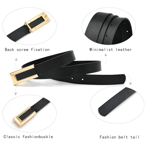 3 Pack Women's Skinny Genuine Leather Belt Adjustable Thin Waist Belt for Dresses4