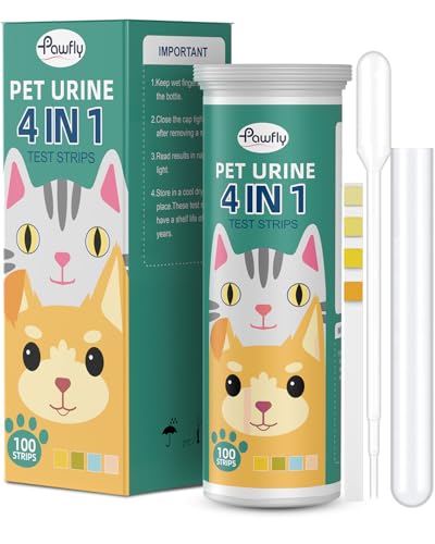 Pawfly Urinteststreifen für Katzen & Hunde, 100 Streifen, Haustier-Urinteststreifen für Keton, Glukose, spezifisches Gewicht & pH, Urinanalyse-Teststreifen für Tierärzte, genaue Diabetes-Tests für dia