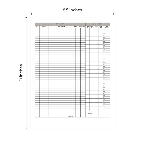 Auto Repair Check 3-Part Carbonless Invoice Form Pad / 50 Carbon Copy Sets / 8.5\" x 11\" Automotive Vehicle Mechanic Purchase Sales Receipt Book Forms