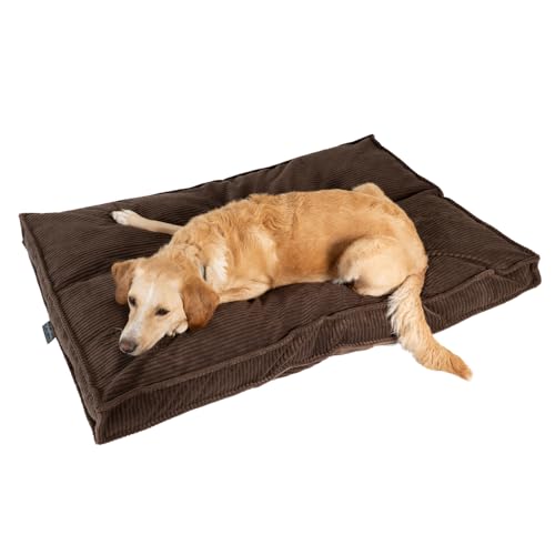 MyBestBuddy Hundekissen Visco braun 120x80 cm XXL mit POSO-Cord Stoff mit Viscoseschaum und Komfortschaum-Flocken, 40°C waschbar - Hundebett/Haustierbett für sehr große Hunde oder Katzen, 120 x 80 cm