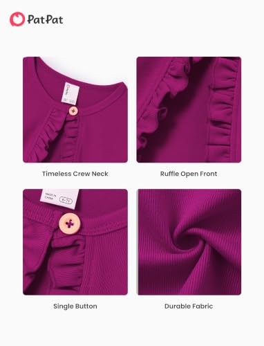 Image of PATPAT Girls Cardigan Bolero Size 4-12 Years Kids Knit Long Sleeve Ruffle Open Front Button Cover Up Cropped Tops for Girls
