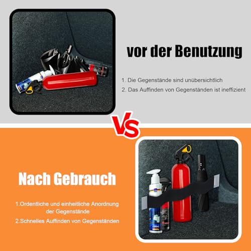 7 Stück Auto-Klettverschlussstreifen, Klettbander 4 Größe, Kofferraum Klettstreifen, Klettverschluss Bander, Auto Klett Streifen Elastisches Klettbänder zur Befestigung von Gegenständen Im Auto