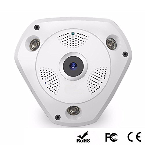 Camera Ip Hd Panoramica 360 Wifi Lente Olho de Peixe 1,3 MP