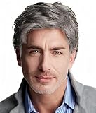 Dai Cloud Grey Mens Wig Short Side Part Natural Hair Wig for Men Fluffy Synthetic Heat Resistant Halloween Cosplay Wigs