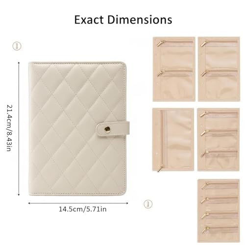 Cecijelry Travel Jewelry Organizer Case, Compact Jewelry Storage Bags Book Binder with 5 Clear Zipper, Earring Necklace Roll up Organizer Velvet Pouch for Traveling(Beige) by Cecijelry - Image 4