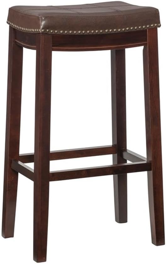 Home Square 2-Piece Furniture 32" Wood Bar Stool Set in Brown