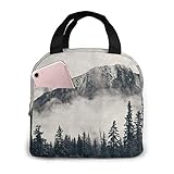 Foggy Mountain Forest Landcape Insulated Lunch Bag for Women/Men Reusable Lunch Box Portable Lunch...