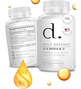 Daily Defense Immune Defense Supplements Vitamin D3 K2 2000IU for Heart Health, Daily Immune Supp...