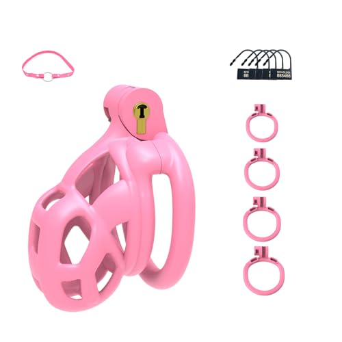 B1 Rose Cage Chastity Homme avec 4 Cock Rings et ceinture Petite ventilation Cage à pénis Cage de chasteté Hommes Set Extrême SM Pénis Bondage Chasteté Sex toys pour hommes (small,Pink)