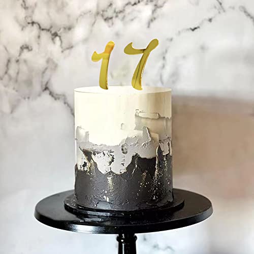 Acrylic Number Cake Topper Diy Cupcake Toppers With 0-9 Numbers Mirrored Gold Picks For Wedding Cake Decorations Happy Birthday Baby Shower Party Supplies (Number) #TOP4