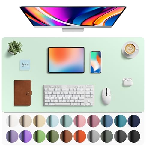 Image of Aothia Faux Leather Desk Mat - Large Mouse Pad, Non-Slip PU Leather Blotter, Waterproof Writing Surface for Office and Home (Aqua, 40 inch x 24 inch)