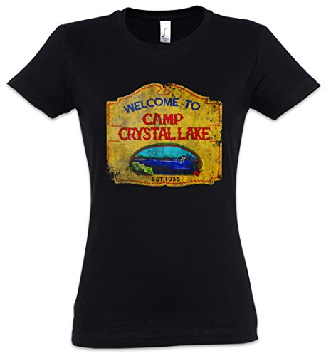 Camp Crystal Lake Vintage Sign Mujer Girlie Women T-Shirt - Viernes Friday The 13th Jason Horror 13th Tamaños S - 5XL