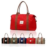 [ユニベイズ] ボストンバッグ 大容量 軽量 旅行 機内持ち込み キャリーオン1泊 2泊 旅行バッグ ジム キャンプ トラベル (S, レッド)