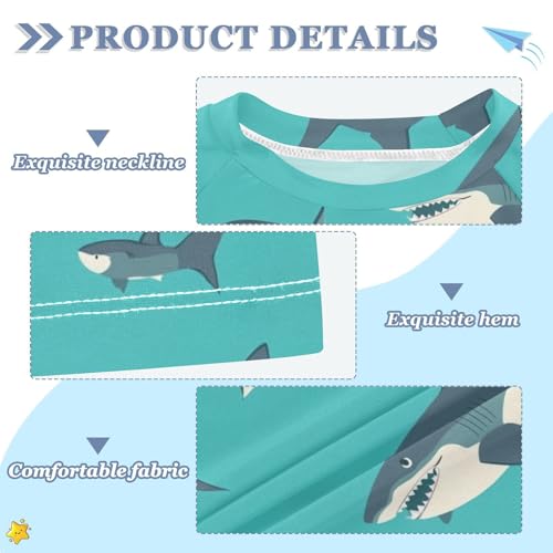 CaTaKu Funny Sunglasses Sea Shark Boys Rash Guard Swim Shirts Toddler Quick Dry UPF 50+ Rashguard Short Sleeve 3-12T3