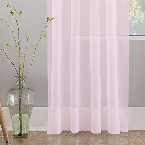 Megachest Woven Voile Slot Top Curtain 2 Panels (light pink, 78" wideX72 drop(W200cmXH183cm)) — image 1