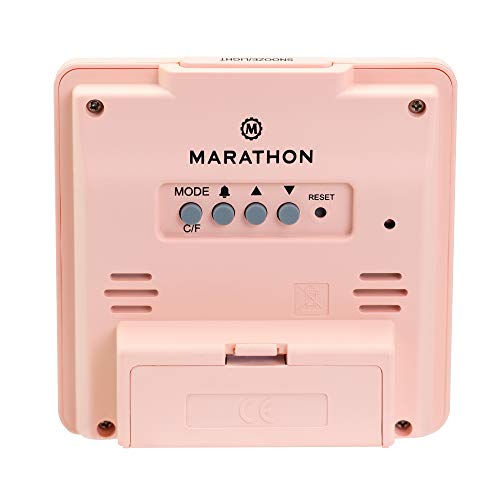 Marathon Digital Desktop Clock, Pink - Easy-To-Read 3.5” Display With Temperature & Date - Includes Alarm With Snooze & Backlight #TOP4