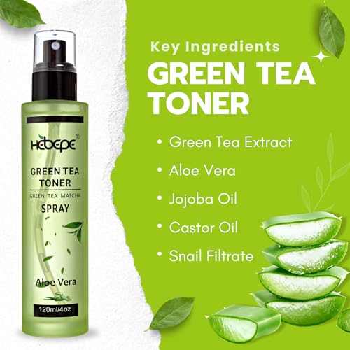 Hebepe Green Tea Matcha Facial Toner Mist With Aloe Vera, Refreshing, Moisturizing, And Soothing Face Toner thumb #1