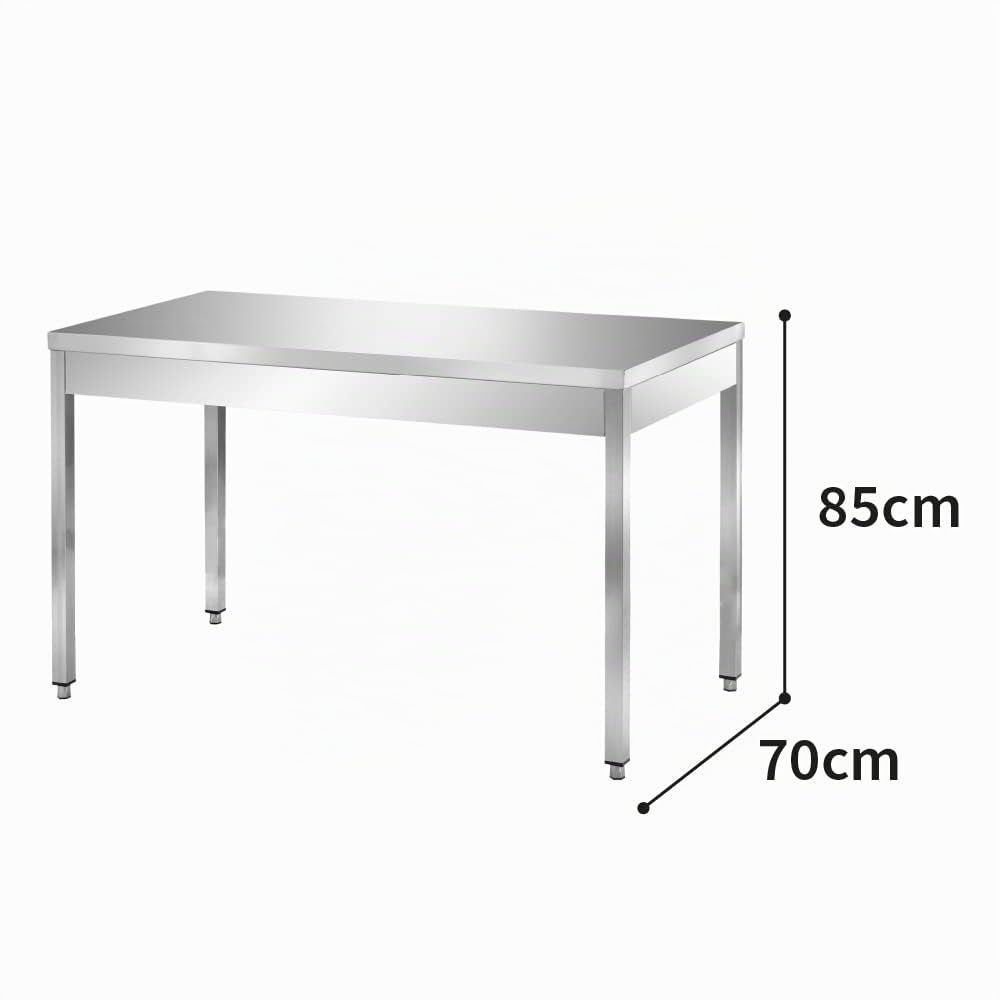 TECNA FOOD Tavolo da lavoro in acciaio INOX per cucine professionali bar hotel - profondità 70 cm - altezza 85 cm regolabile (140x70x85cm)