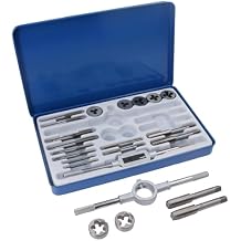 AB Tools 23pc BSW British Standard Whitworth Tap and Die Set with 1/8 - 1/2 BSW, 25mm 1 inch Dies, Taps, Tap & Die Wrench, Storage Case