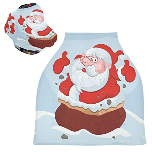 かわいいサンタクロースベビーカーシートカバーキャノピー伸縮性看護カバー幼児用母乳の男の子の女の子のための通気性防風冬のスカーフ
