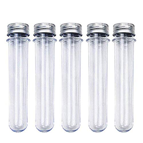 Ensemble de tubes à essai en plastique, 20 pièces Tube à essai en plastique transparent de 25x140 mm (40 ml) avec couvercle, utilisé pour la famille, les fêtes de fin d'année Cover