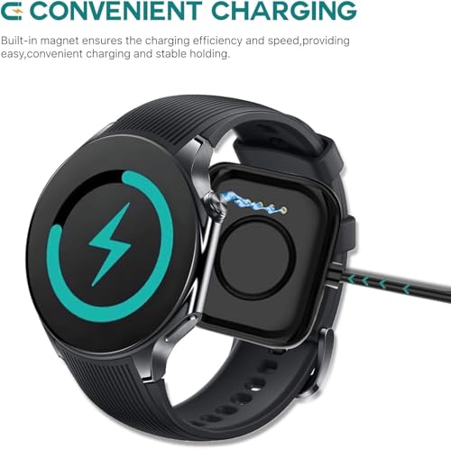 Image of Wisely Magnetic Charger Compatible for OnePlus Watch 3 /2 / 2R - Watch Charger Charging Cable USB Charging Dock Base - Black
