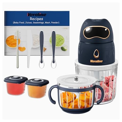Veroline Baby Food Maker, 10-in-1 Baby Food Processor Set with 2 Glass Bowls (600ml+300ml), Baby Food Blender for Baby Puree, Fruit, Meat, Vegatable, Baby Food Storage Containers, Baby Essentials