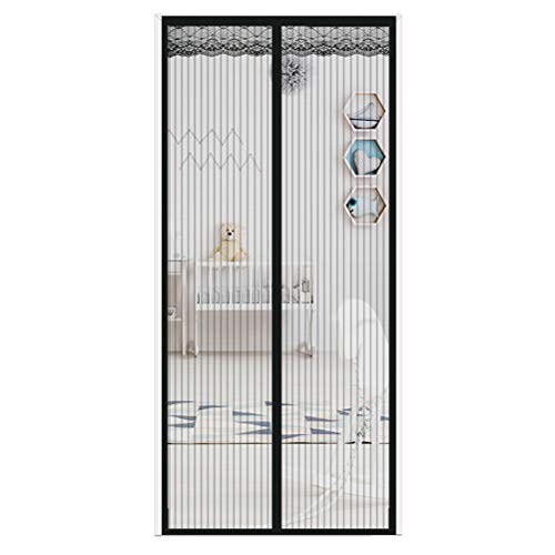 Preisvergleich Produktbild Dafang Premium Slim Moskitonetz TüR Schwarz, ZuverläSsiger Insektenschutz Aus Fiberglas Mit Vinyl-Beschichtung, Vorhang FüR BalkontüR Wohnzimmer SchiebetüR TerrassentüR,120x240cm(47x94inch)