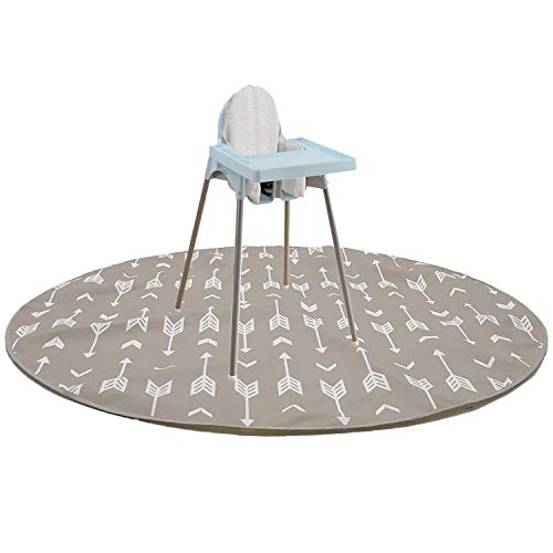 Image of 51" Multi-Purpose Waterproof Baby Splat Mat for Under High Chiar, Portable Play Mat for Toddler, Non-Slip Floor Splash Mat and Table Cloth (Beige Arrow)