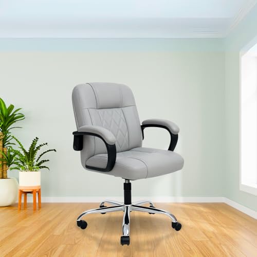 Image of activa Ergonomic Office Chair with Premium Leatherette & Padded Seat | Adjustable Height | Desk Chair for Work /Study | Chairs for Workstations (Galaxy, Grey)