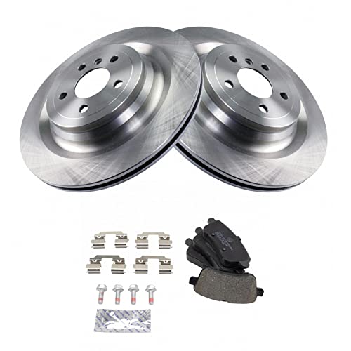 Image of TRQ Rear Brake Pad and Rotor Set Semi Metallic Vented Rotors