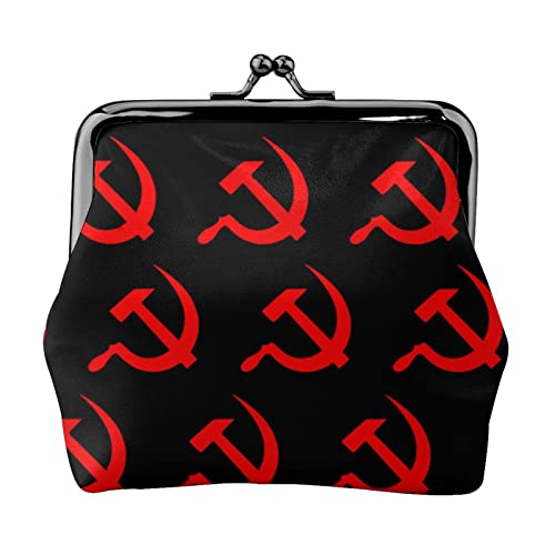 Pu Leather Buckle Coin Purse Eed Hammer And Sickle Girls Kiss-Lock Change Purse Wallets