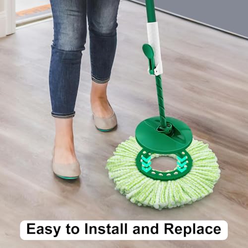 Tornado Spin Mop Head Compatible with Libman 𝐓𝐨𝐫𝐧𝐚𝐝𝐨 Spin Mop System, Machine Washable & Reusable for Libman Mop Head Replacement Refill for Tornado Mop Head (2 Pack Green & White)