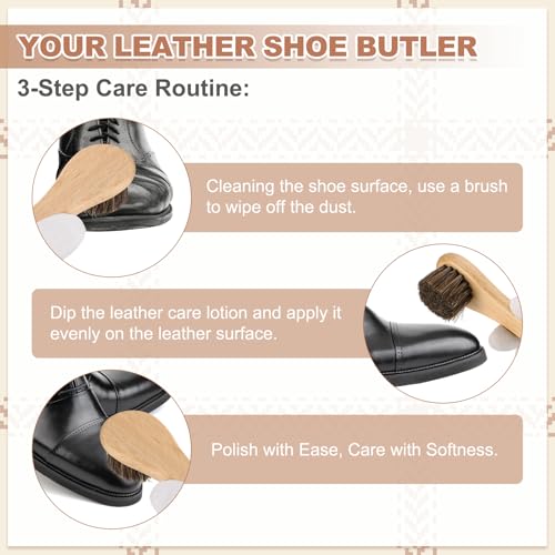 Cepillos para pulir botas de cuero y tela con mango ergonómico largo de madera de haya 6