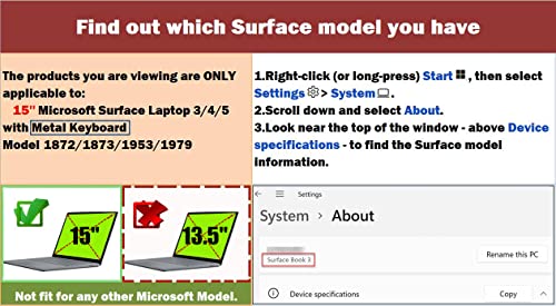 Se7enline Surface Laptop 5 Case - 15 inch Hard Cover for Surface Laptop 5/4/3 Model 1872/1873/1953/1979, Crystal Black - Image 2