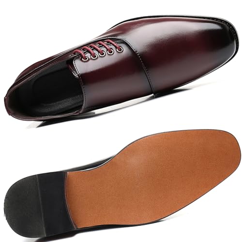 WUIWUIYU Mens' Monk Style Dress Shoes Side Lace up Wingtips Vintage Prom Wedding Flats Shoes Oxfords4