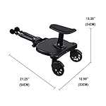 Honhill Mini Buggy Board mit Klettverschluss und verstellbare Stange Sitz Kinderwagen Board für Baby Jogger Travel Pram Kinderwagen Abnehmbarer Steckersitz und Montage (schwarz Doppelrad)