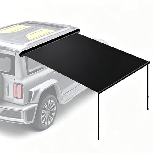Toldo Lateral Portátil para Coche, Toldo de Techo para Coche con Protección UV, Tienda para Vehículos con Estructura de Aluminio para Viajes y Picnics Al Aire Libre(Black,2M/6.6FT)