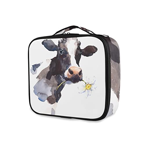 Trousse de maquillage de voyage GAIREG avec séparateurs réglables motif vache