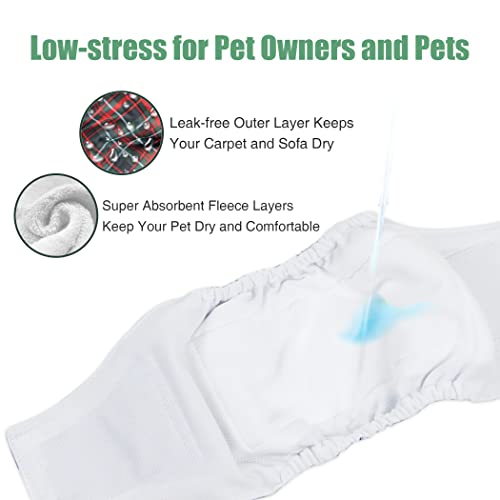 Image of Wegreeco Washable Dog Belly Band - Stylish Pattern Dog Diapers for Males - Washable Belly Wrap (Blue, Green, Red Plaid, XS)